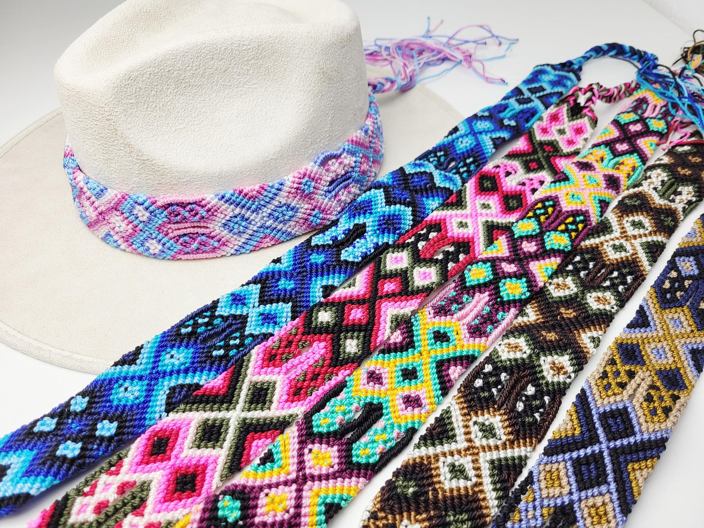 Hutband, Hutbänder in verschiedenen Farben, bunter Hutschmuck, Boho Hutband
