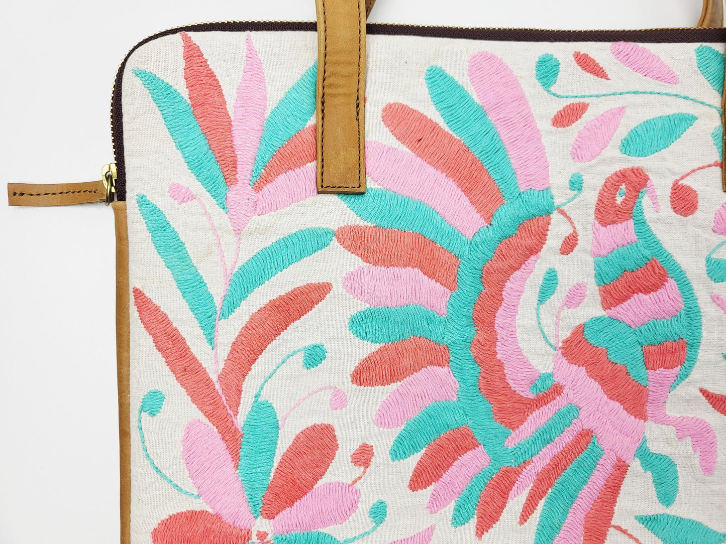 Laptoptasche, handbestickt in Mexiko, flache Handtasche