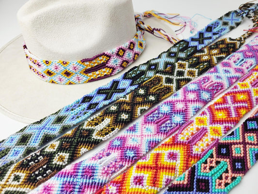 Hutband, Hutbänder in verschiedenen Farben, bunter Hutschmuck, Boho Hutband