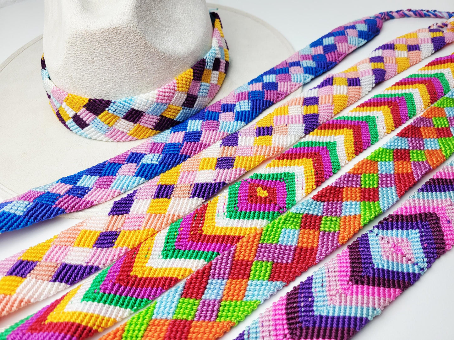 Hutband, Hutbänder in verschiedenen Farben, bunter Hutschmuck, Boho Hutband