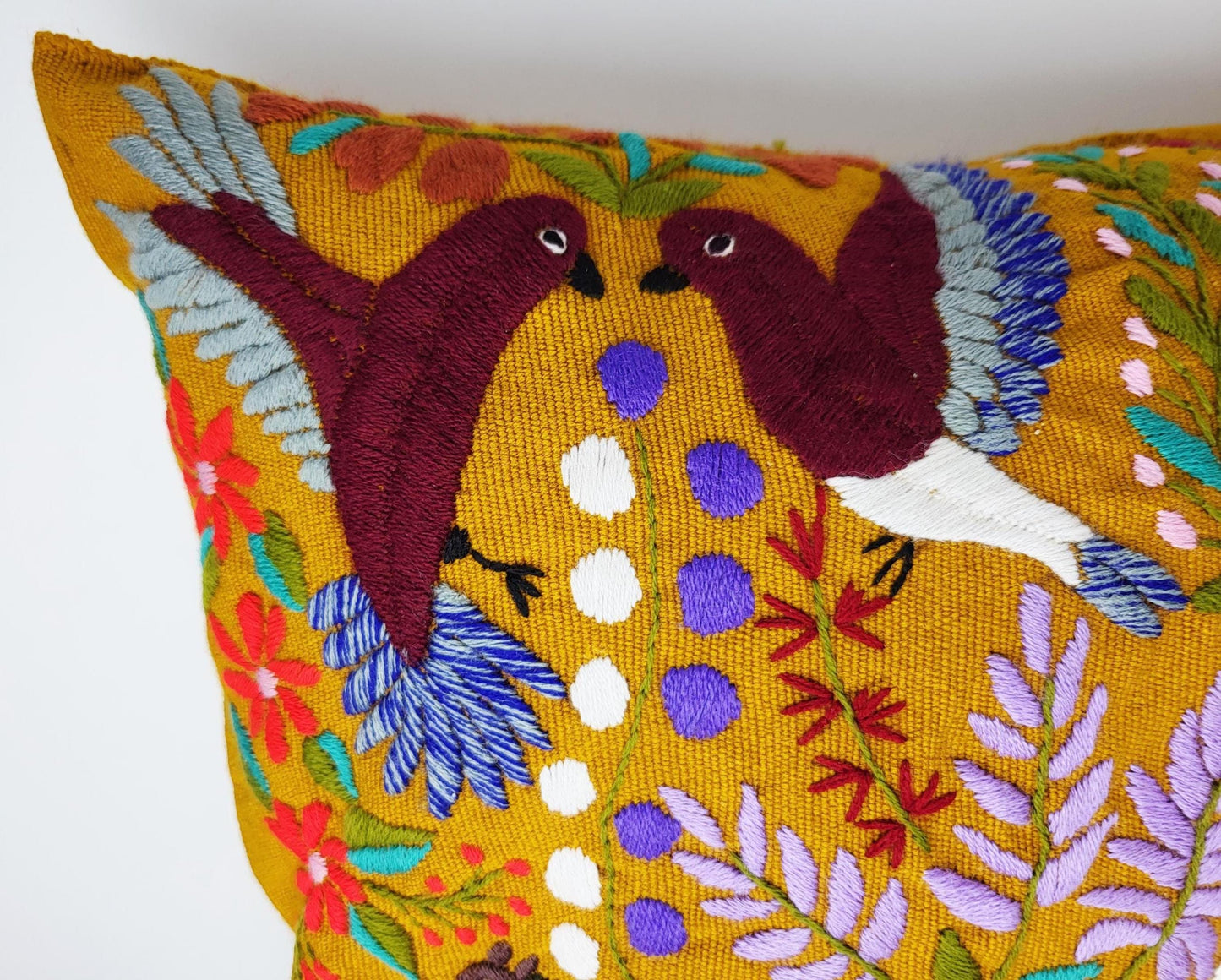 handbestickter und gewebter Kissenbezug aus Mexiko, Kissen mit Tiermuster