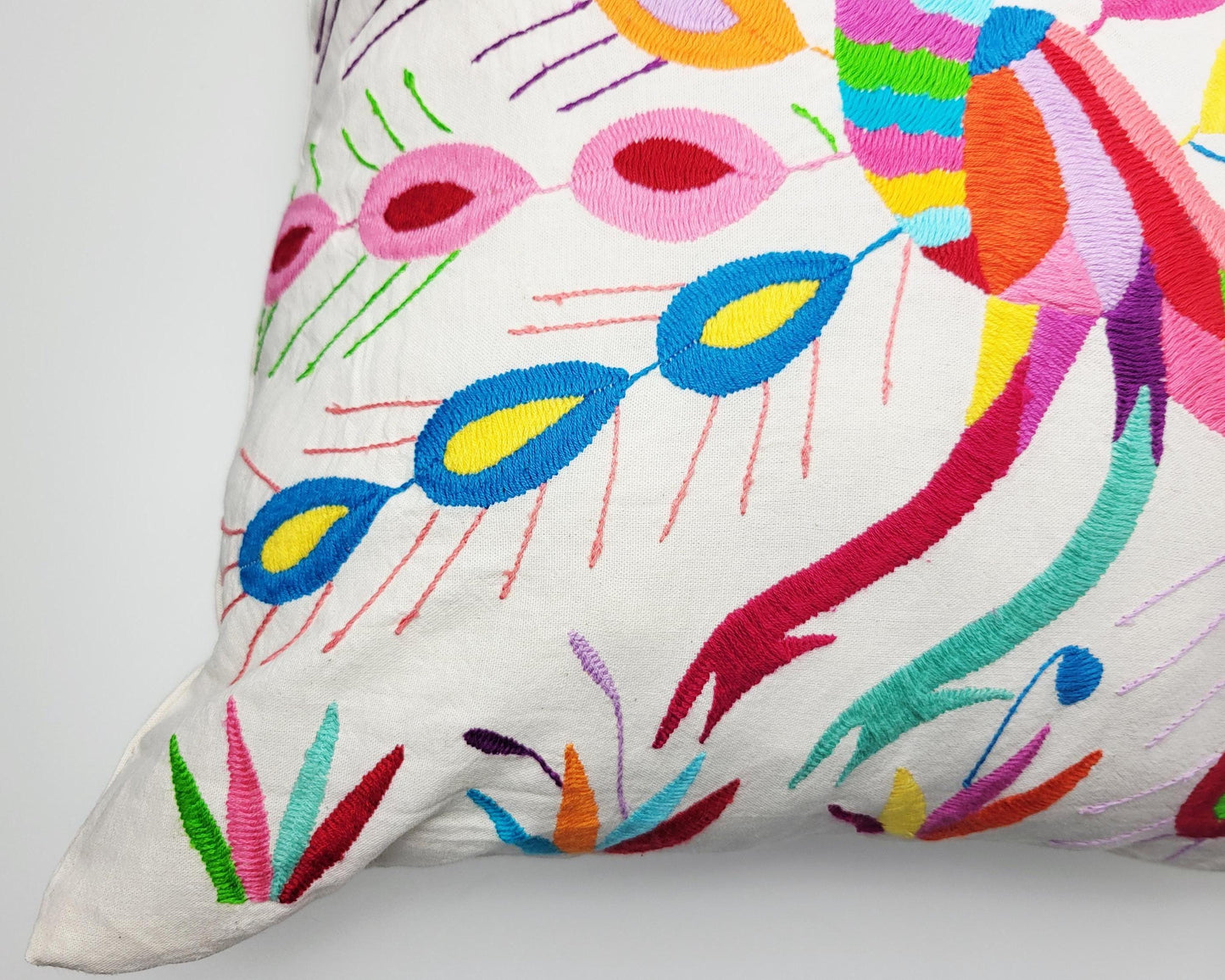 Mexikanischer handbestickter Kissenbezug, Otomi Kissenbezug, Mexiko Kissen, mexikanische Kissenhülle