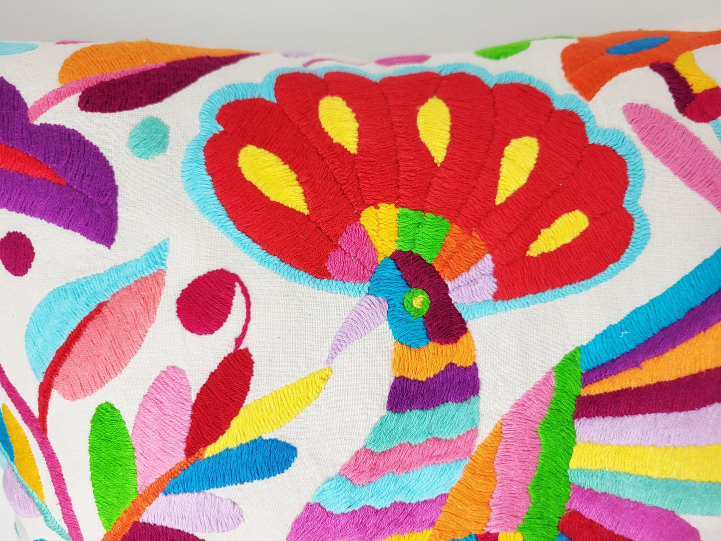 Mexikanischer handbestickter Kissenbezug, Otomi Kissenbezug, Mexiko Kissen, mexikanische Kissenhülle