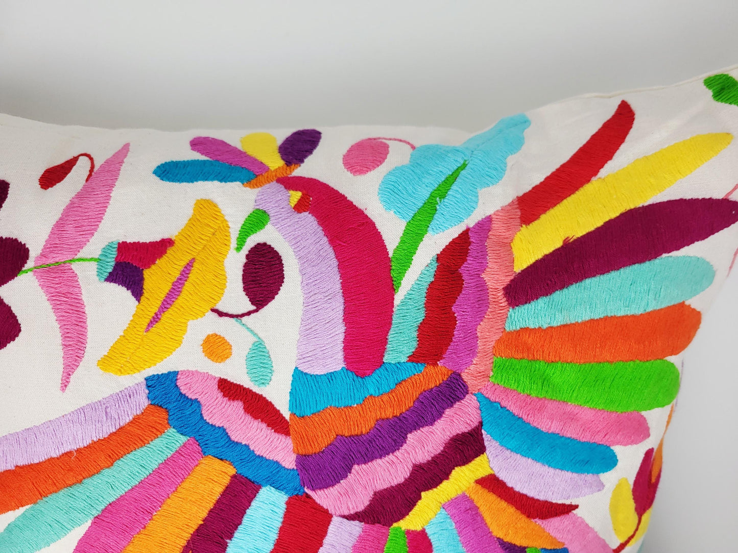 Otomi Kissenbezug, Made in Mexico, hangbestickter mexikanischer Kissenbezug