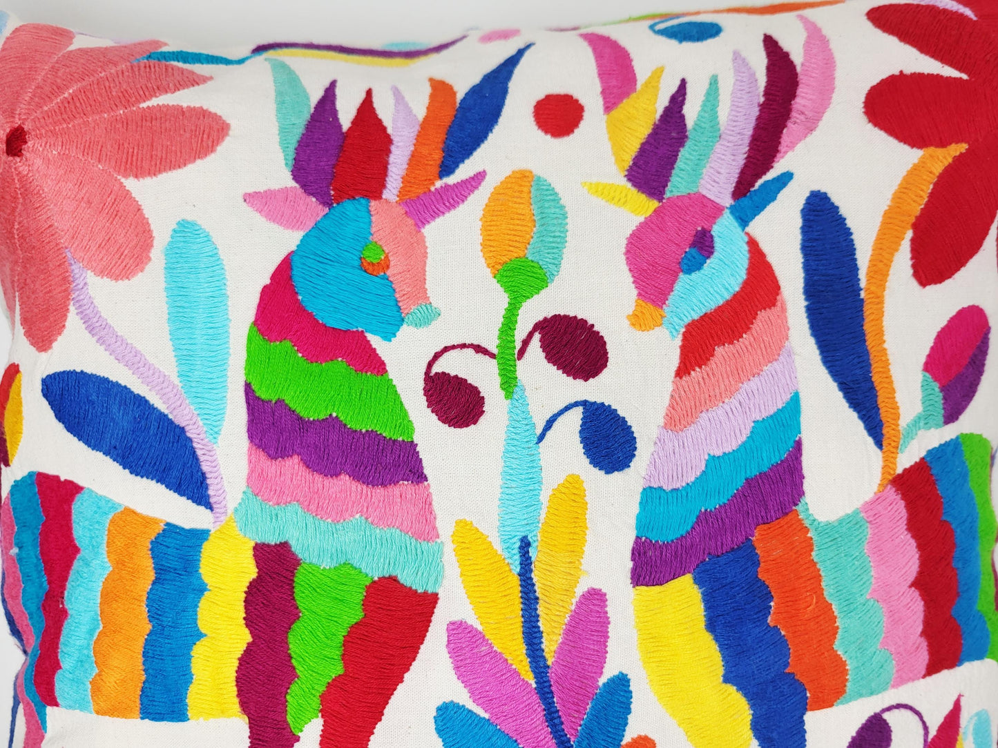 Mexikanischer handbestickter Kissenbezug, Otomi Kissenbezug, Mexiko Kissen, mexikanische Kissenhülle