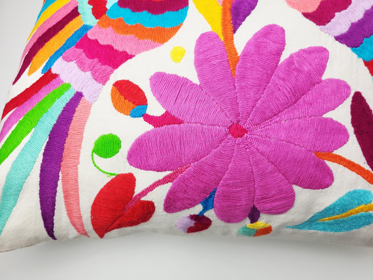 Mexikanischer handbestickter Kissenbezug, Otomi Kissenbezug, Mexiko Kissen, mexikanische Kissenhülle