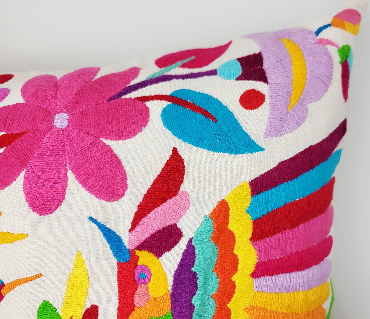 Mexikanischer handbestickter Kissenbezug, Otomi Kissenbezug, Mexiko Kissen, mexikanische Kissenhülle