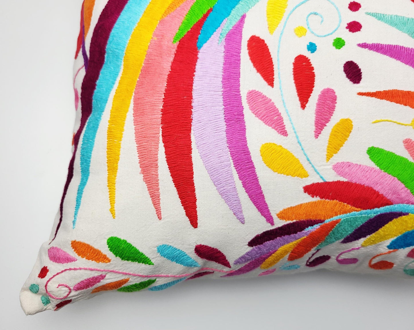 Otomi Kissenbezug 45x45 Handbestickt Baumwolle | Mexikanische Deko | Indigene Kunst Hidalgo | Fair Trade Boho Kissen | Fairmex