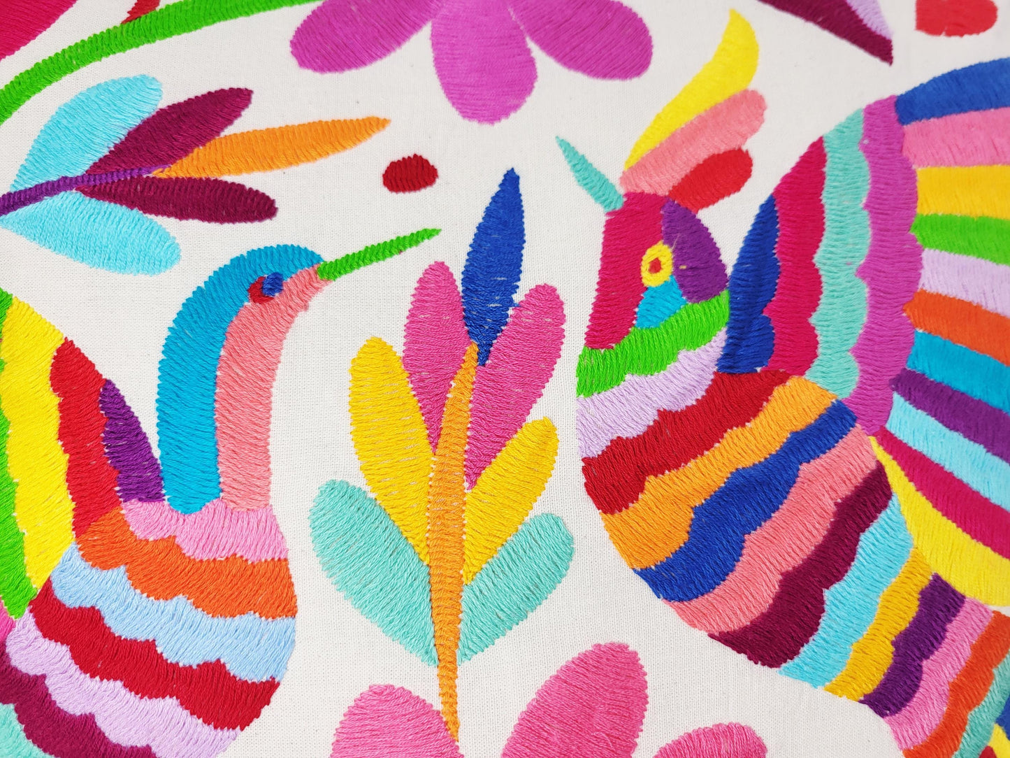 Otomi Kissenbezug 45x45 Handbestickt Baumwolle | Mexikanische Deko | Indigene Kunst Hidalgo | Fair Trade Boho Kissen | Fairmex