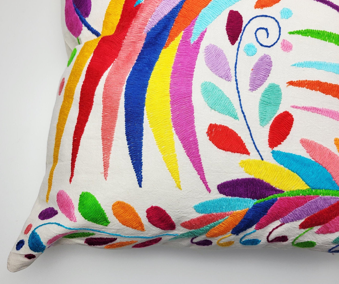 Otomi Kissenbezug 45x45 Handbestickt Baumwolle | Mexikanische Deko | Indigene Kunst Hidalgo | Fair Trade Boho Kissen | Fairmex