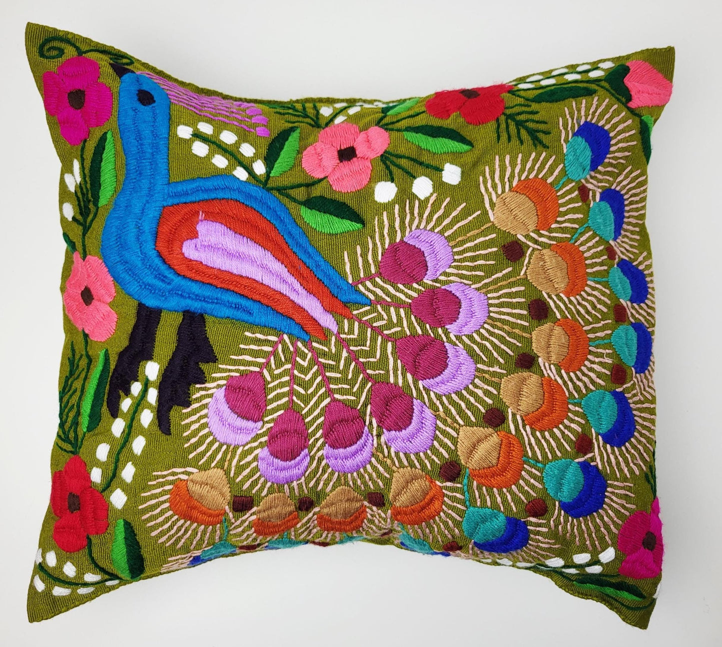 Handbestickter Kissenbezug Mexiko | Bunte Tiermuster | Fairtrade Dekokissen Chiapas | Unikat Maya Textilkunst | Boho Ethno Deko