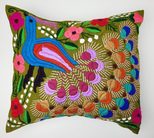 Handbestickter Kissenbezug Mexiko | Bunte Tiermuster | Fairtrade Dekokissen Chiapas | Unikat Maya Textilkunst | Boho Ethno Deko