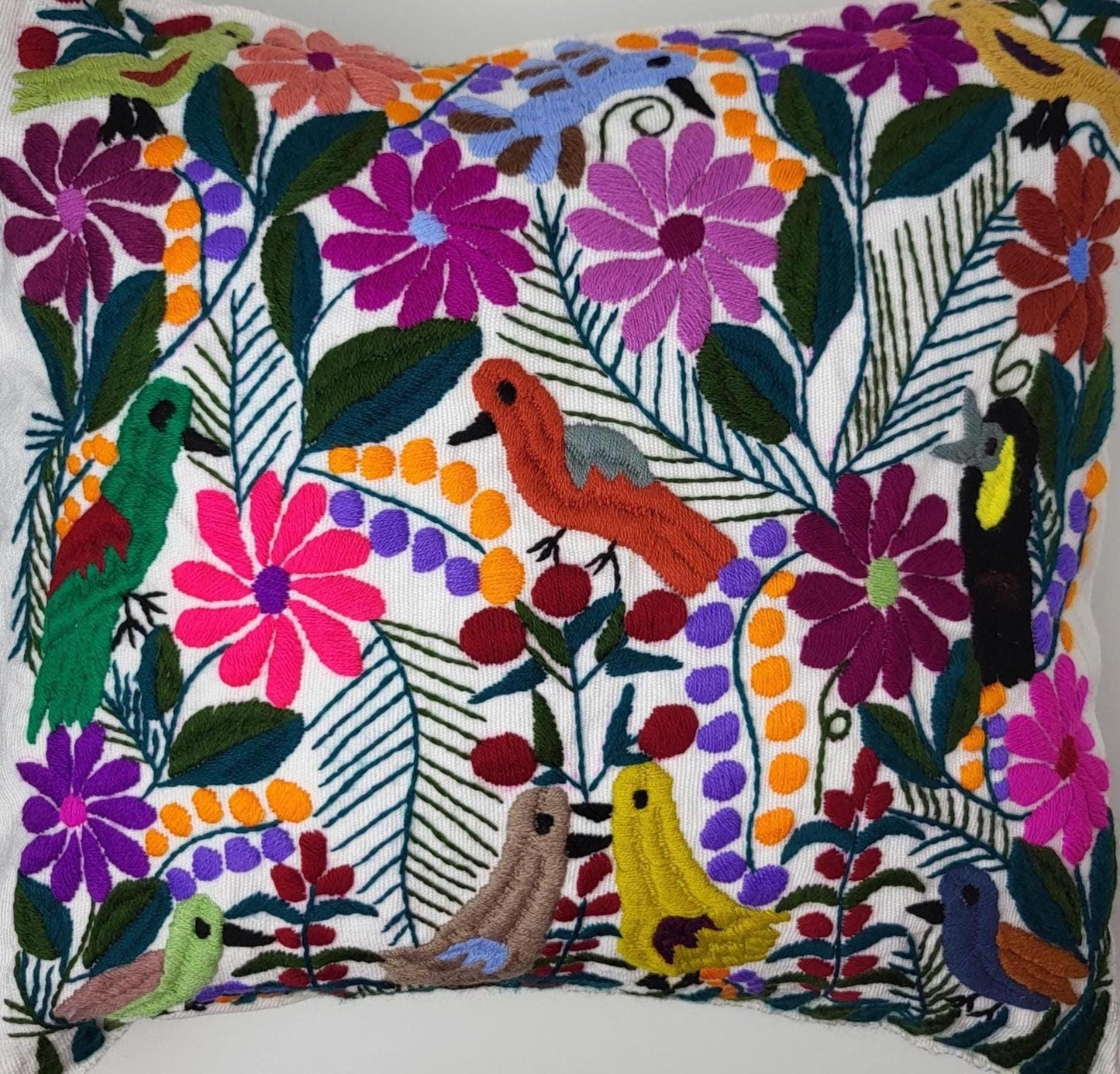 Mexikanischer handbestickter Kissenbezug mit Tiermuster