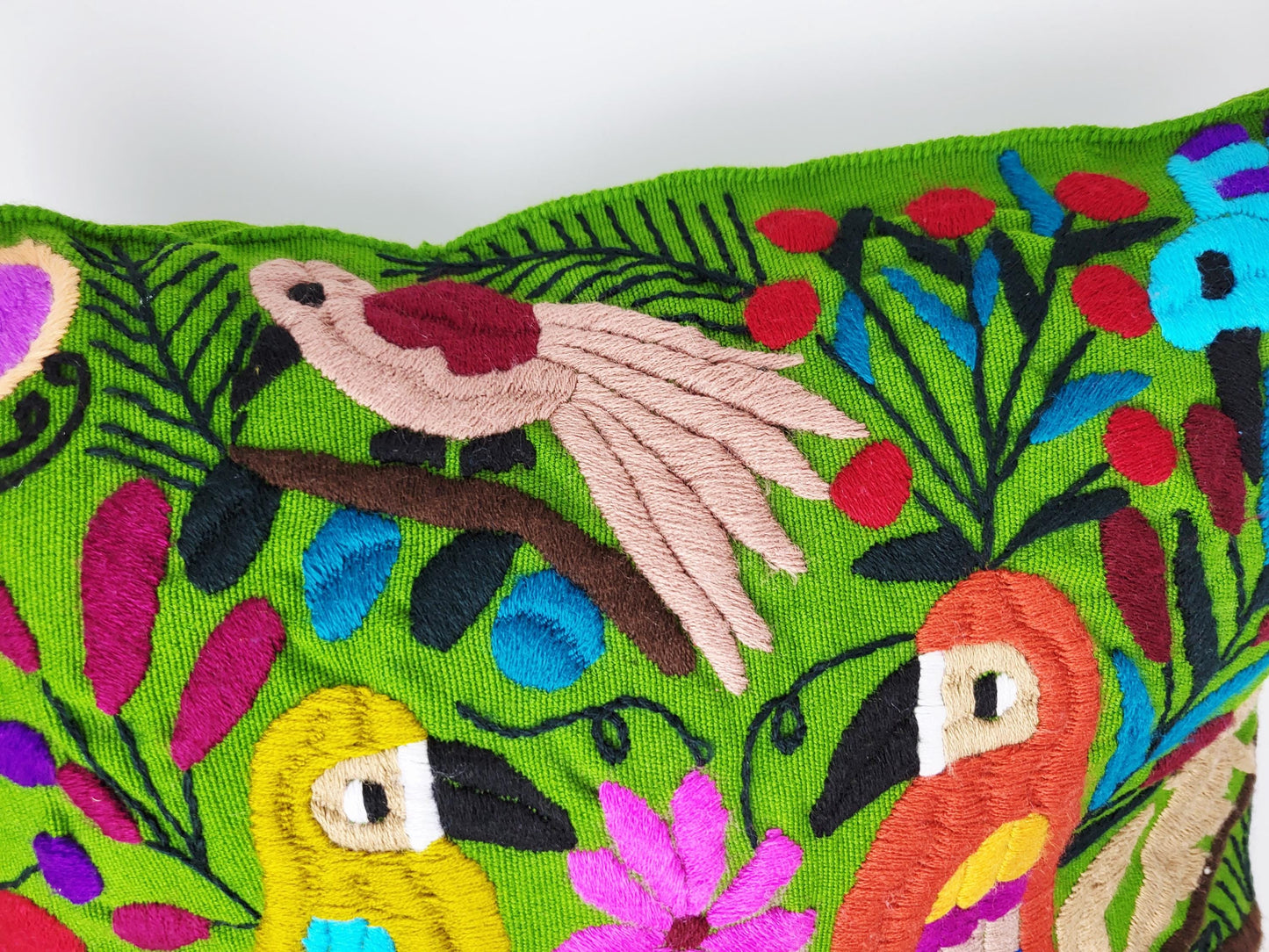 Kissen mit Tiermuster, handbestickt und gewebt in Mexiko von Indigenen Frauen
