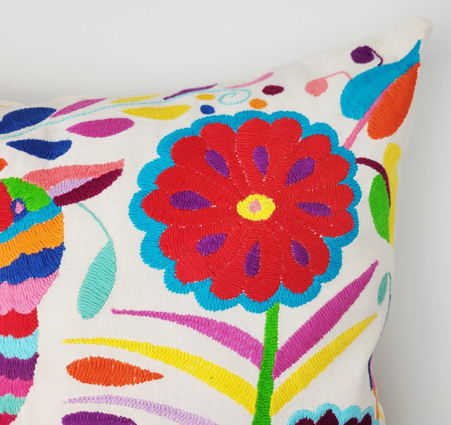 Mexikanischer handbestickter Kissenbezug, Otomi Kissenbezug, Mexiko Kissen, mexikanische Kissenhülle