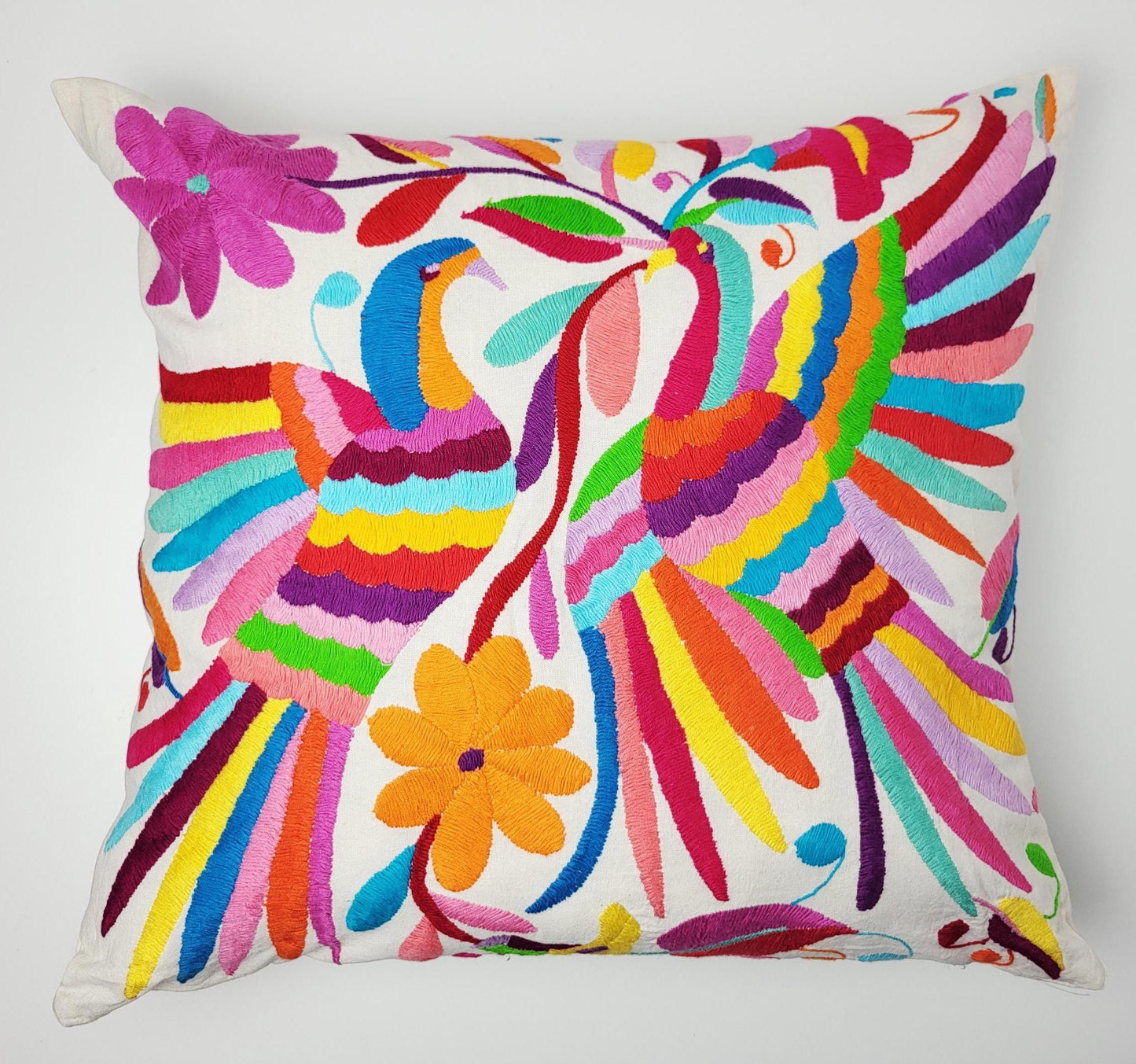 Mexikanischer handbestickter Kissenbezug, Otomi Kissenbezug, Mexiko Kissen, mexikanische Kissenhülle