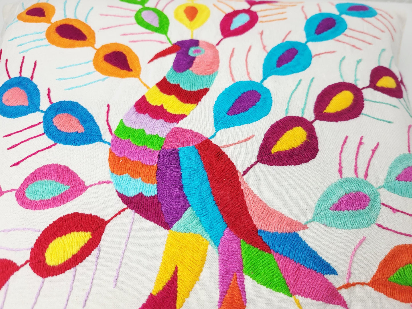 Mexikanischer handbestickter Kissenbezug, Otomi Kissenbezug, Mexiko Kissen, mexikanische Kissenhülle