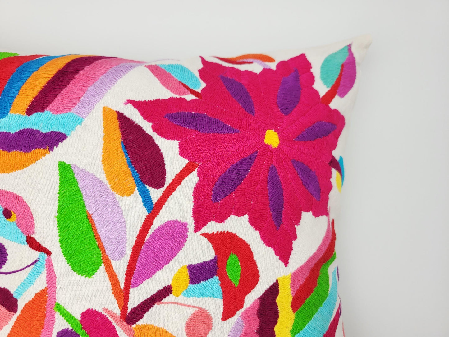 Mexikanischer handbestickter Kissenbezug, Otomi Kissenbezug, Mexiko Kissen, mexikanische Kissenhülle