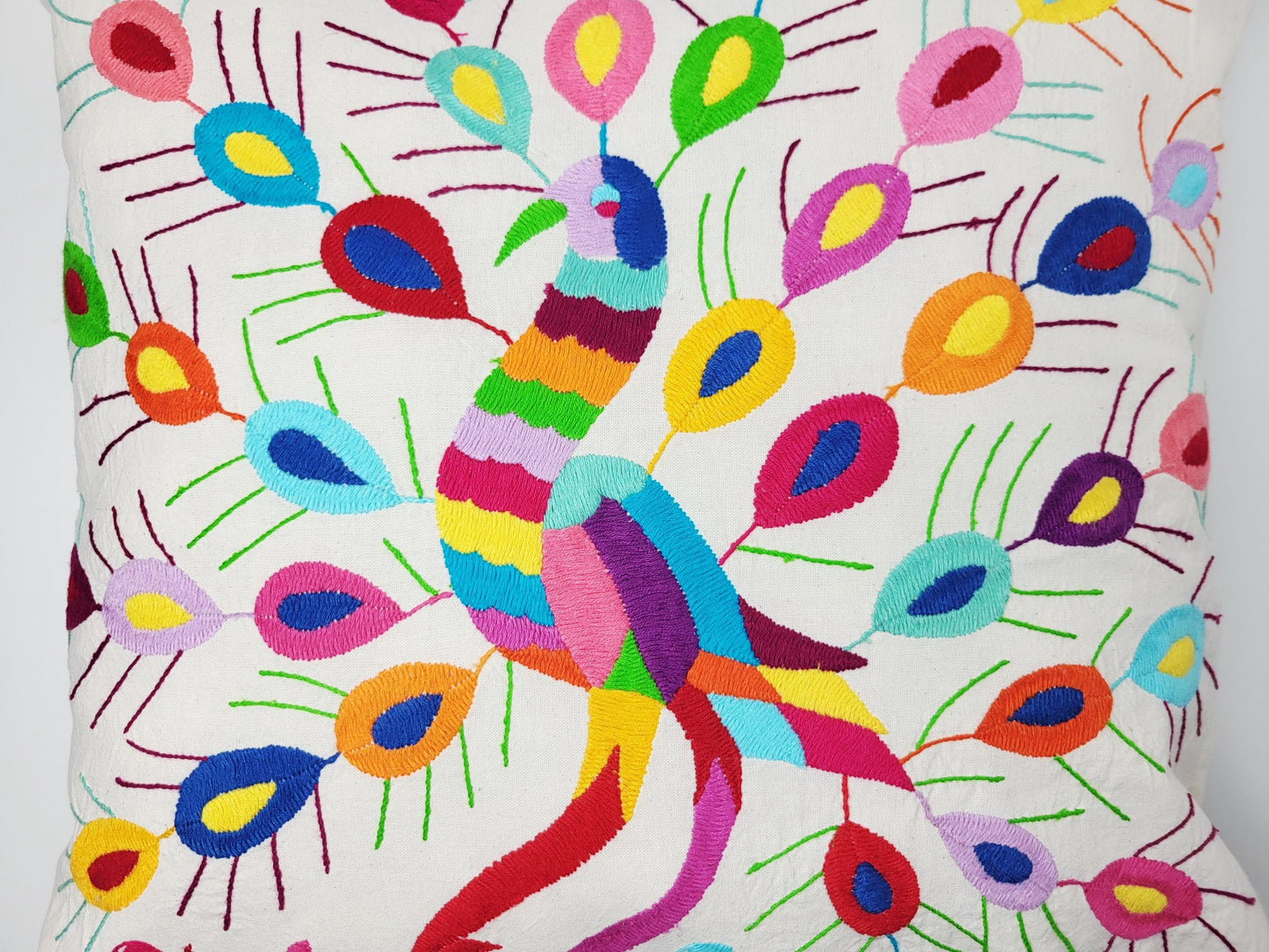 Mexikanischer handbestickter Kissenbezug, Otomi Kissenbezug, Mexiko Kissen, mexikanische Kissenhülle