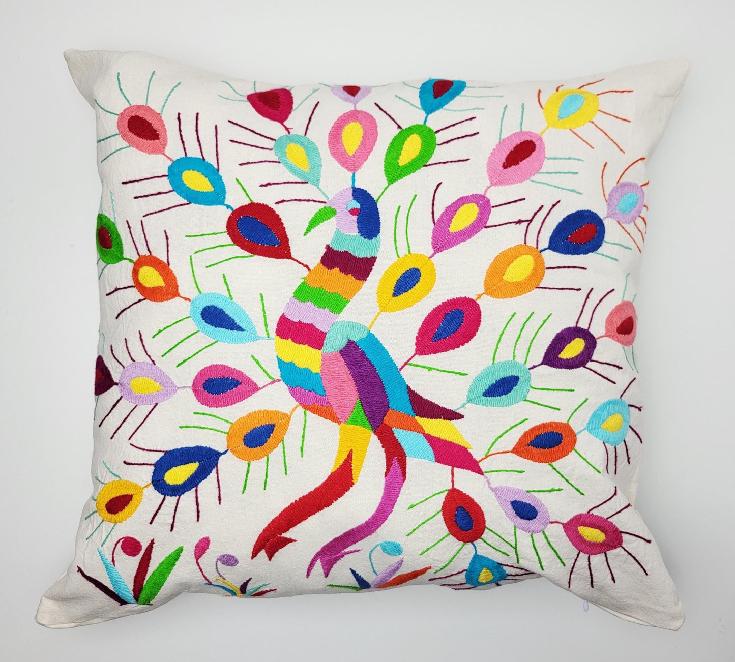 Mexikanischer handbestickter Kissenbezug, Otomi Kissenbezug, Mexiko Kissen, mexikanische Kissenhülle