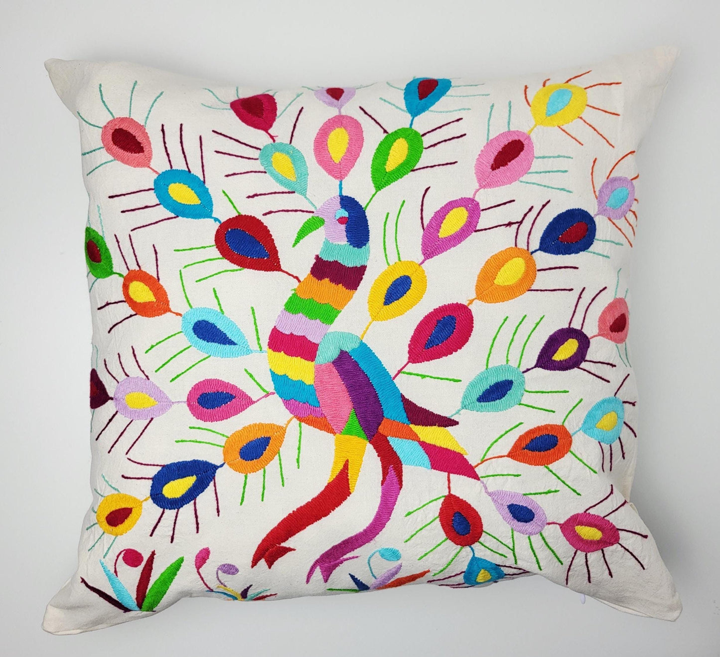 Mexikanischer handbestickter Kissenbezug, Otomi Kissenbezug, Mexiko Kissen, mexikanische Kissenhülle