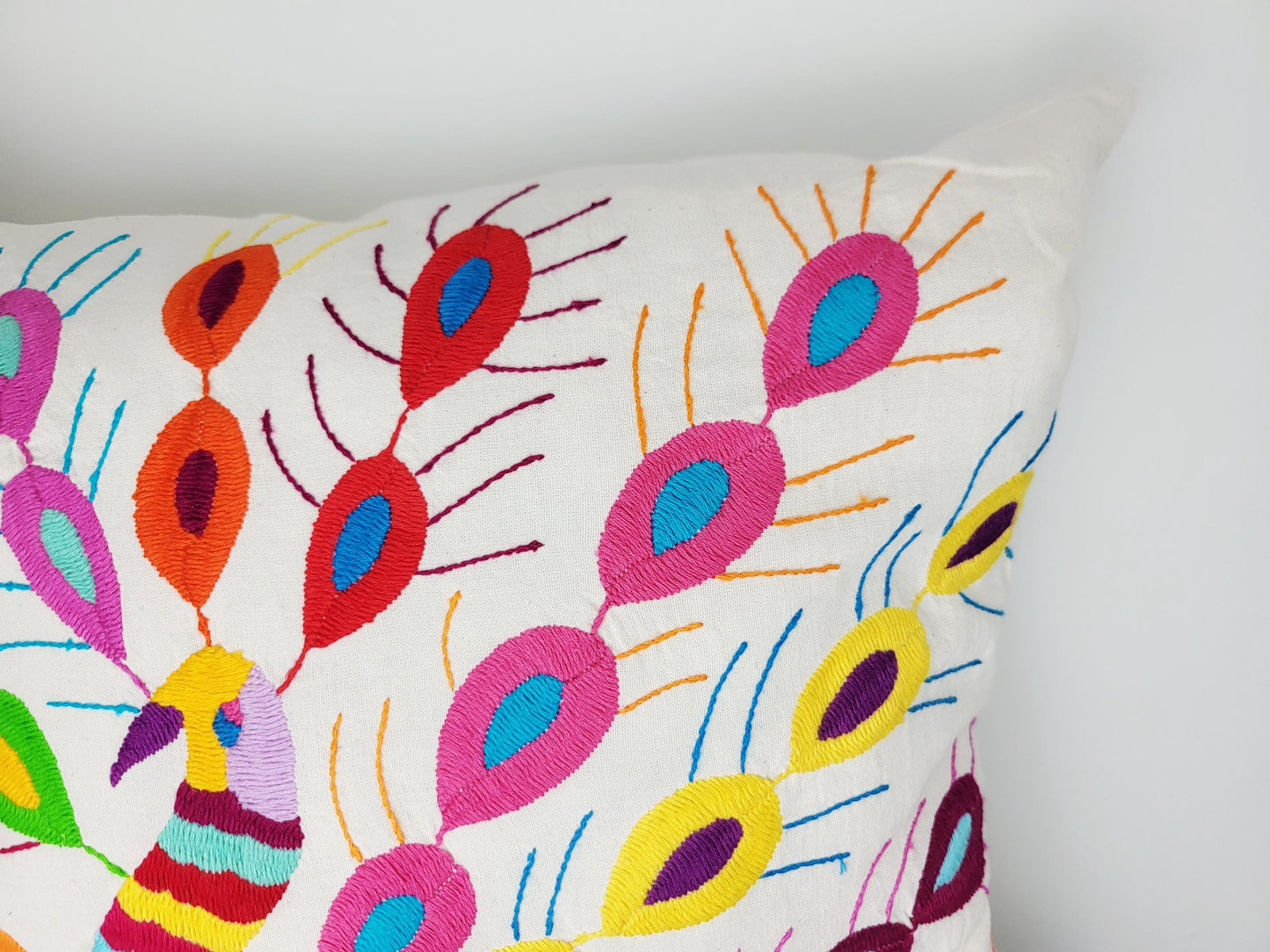 Mexikanischer handbestickter Kissenbezug, Otomi Kissenbezug, Mexiko Kissen, mexikanische Kissenhülle