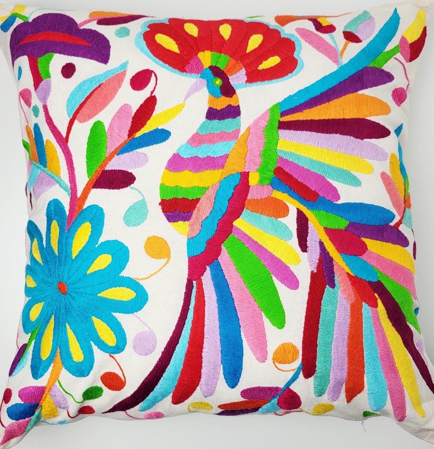 Mexikanischer handbestickter Kissenbezug, Otomi Kissenbezug, Mexiko Kissen, mexikanische Kissenhülle