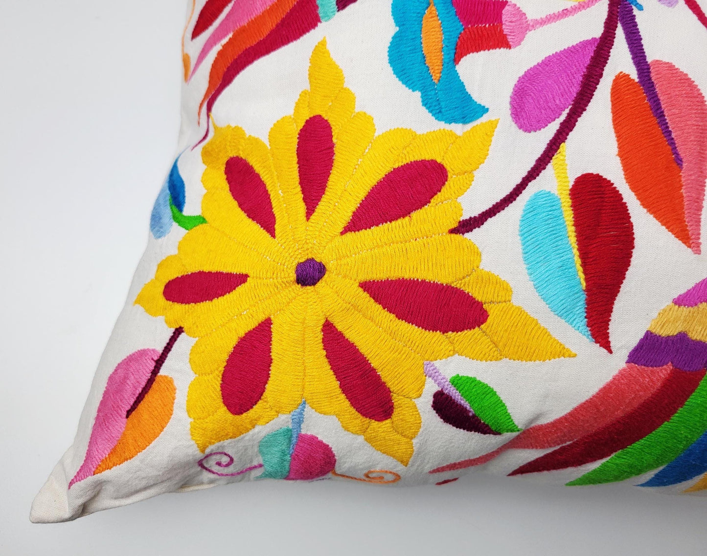 Mexikanischer handbestickter Kissenbezug, Otomi Kissenbezug, Mexiko Kissen, mexikanische Kissenhülle