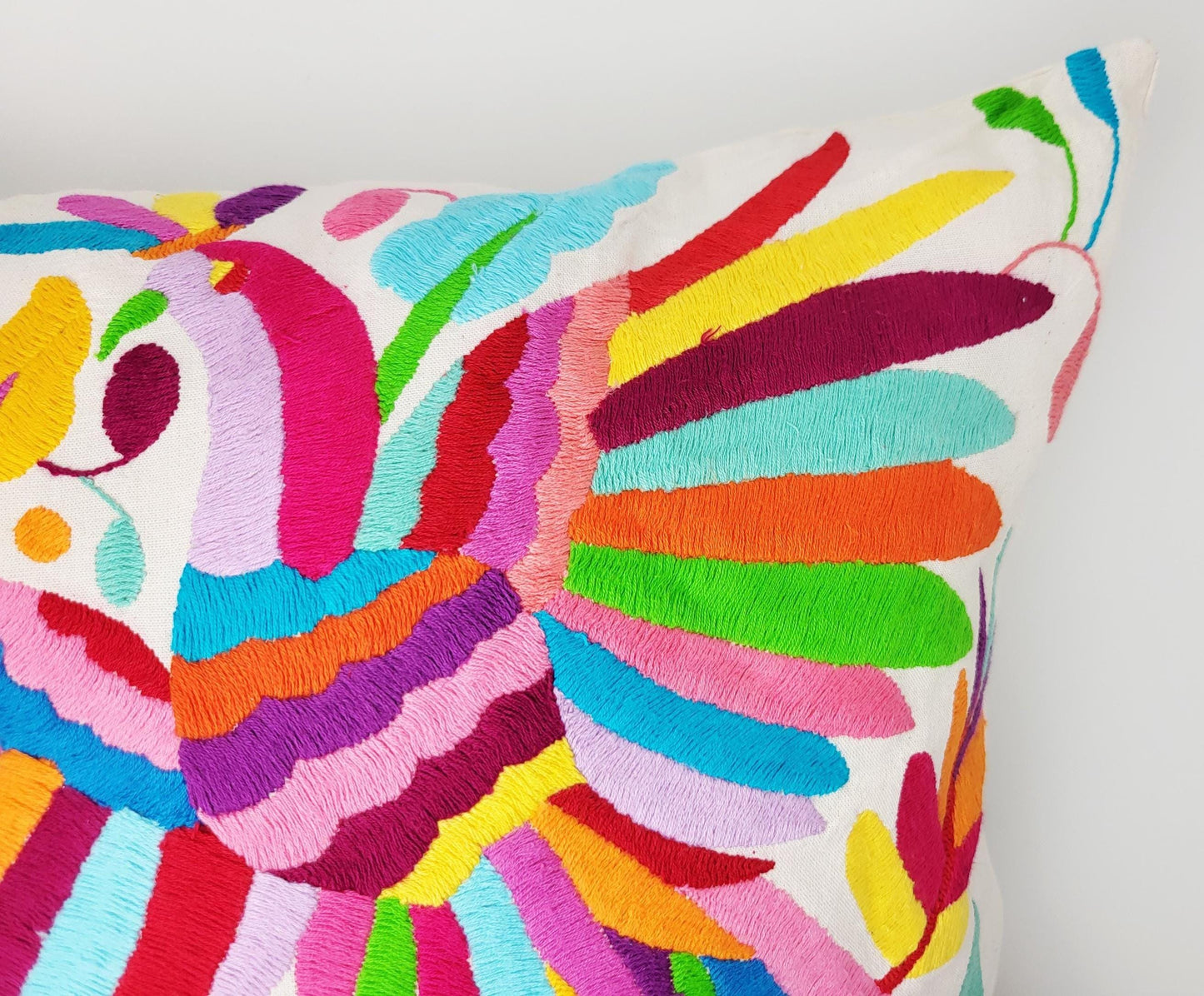 Otomi Kissenbezug, Made in Mexico, hangbestickter mexikanischer Kissenbezug