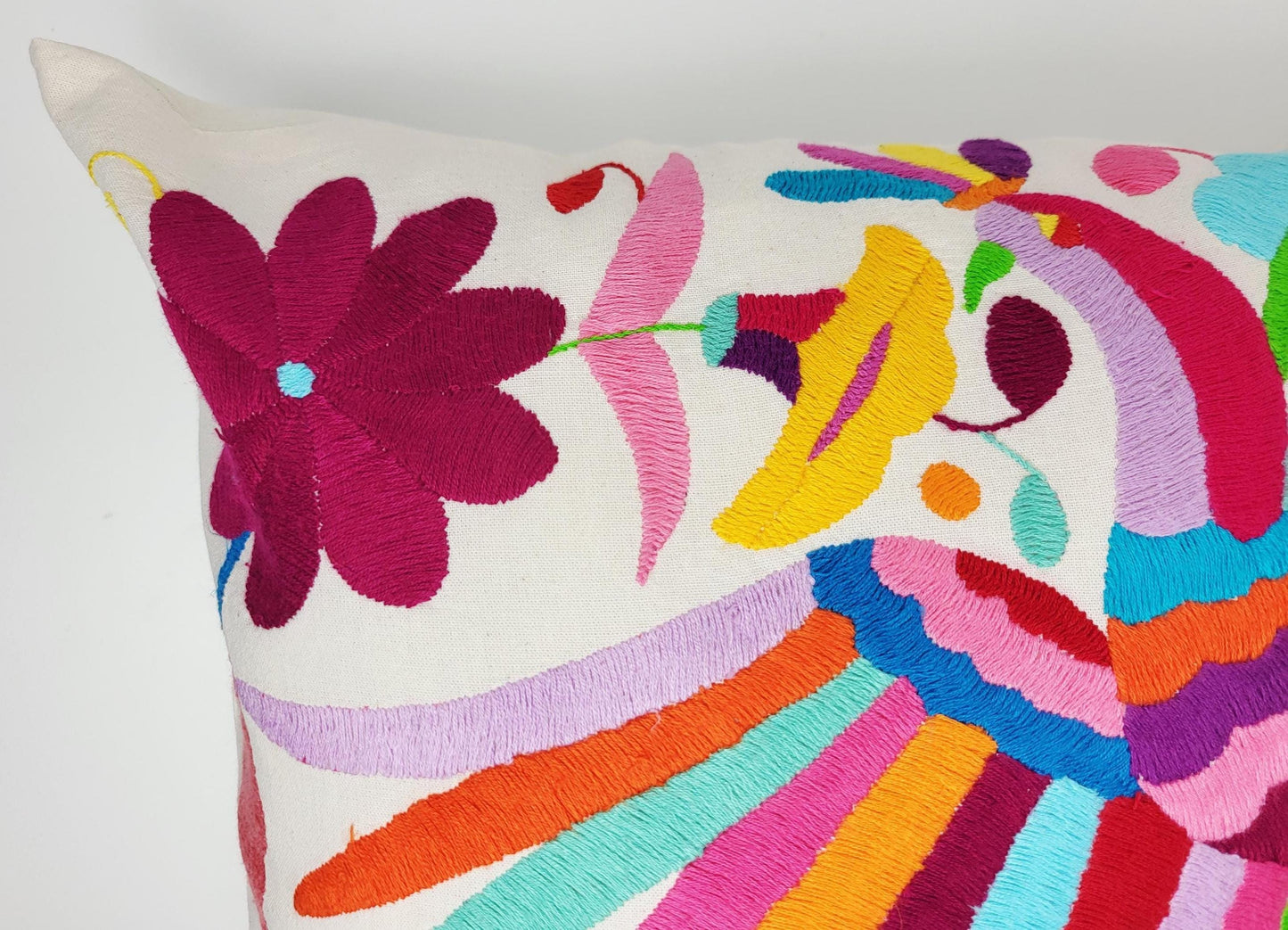 Otomi Kissenbezug, Made in Mexico, hangbestickter mexikanischer Kissenbezug