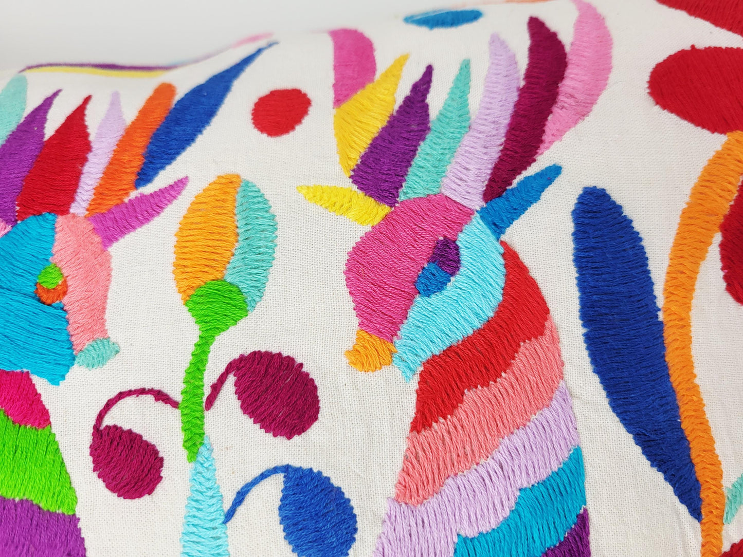 Mexikanischer handbestickter Kissenbezug, Otomi Kissenbezug, Mexiko Kissen, mexikanische Kissenhülle