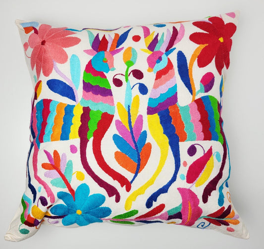 Mexikanischer handbestickter Kissenbezug, Otomi Kissenbezug, Mexiko Kissen, mexikanische Kissenhülle