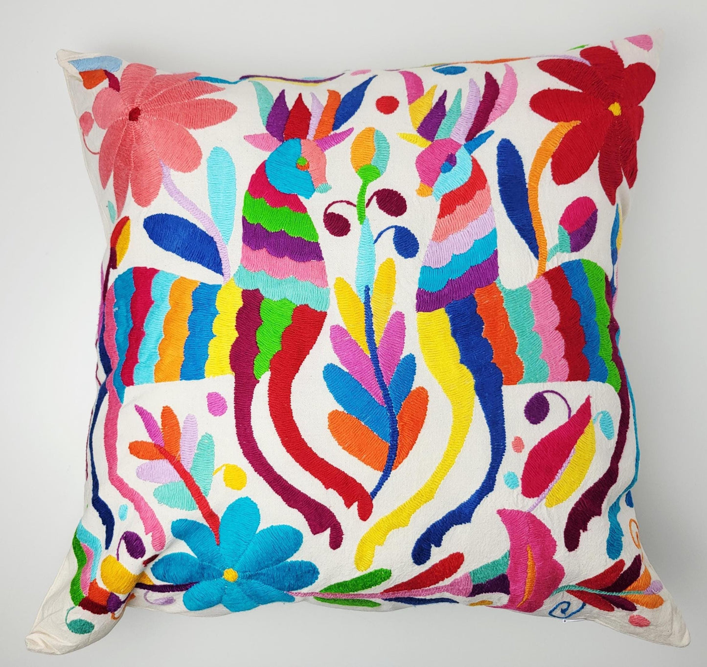 Mexikanischer handbestickter Kissenbezug, Otomi Kissenbezug, Mexiko Kissen, mexikanische Kissenhülle