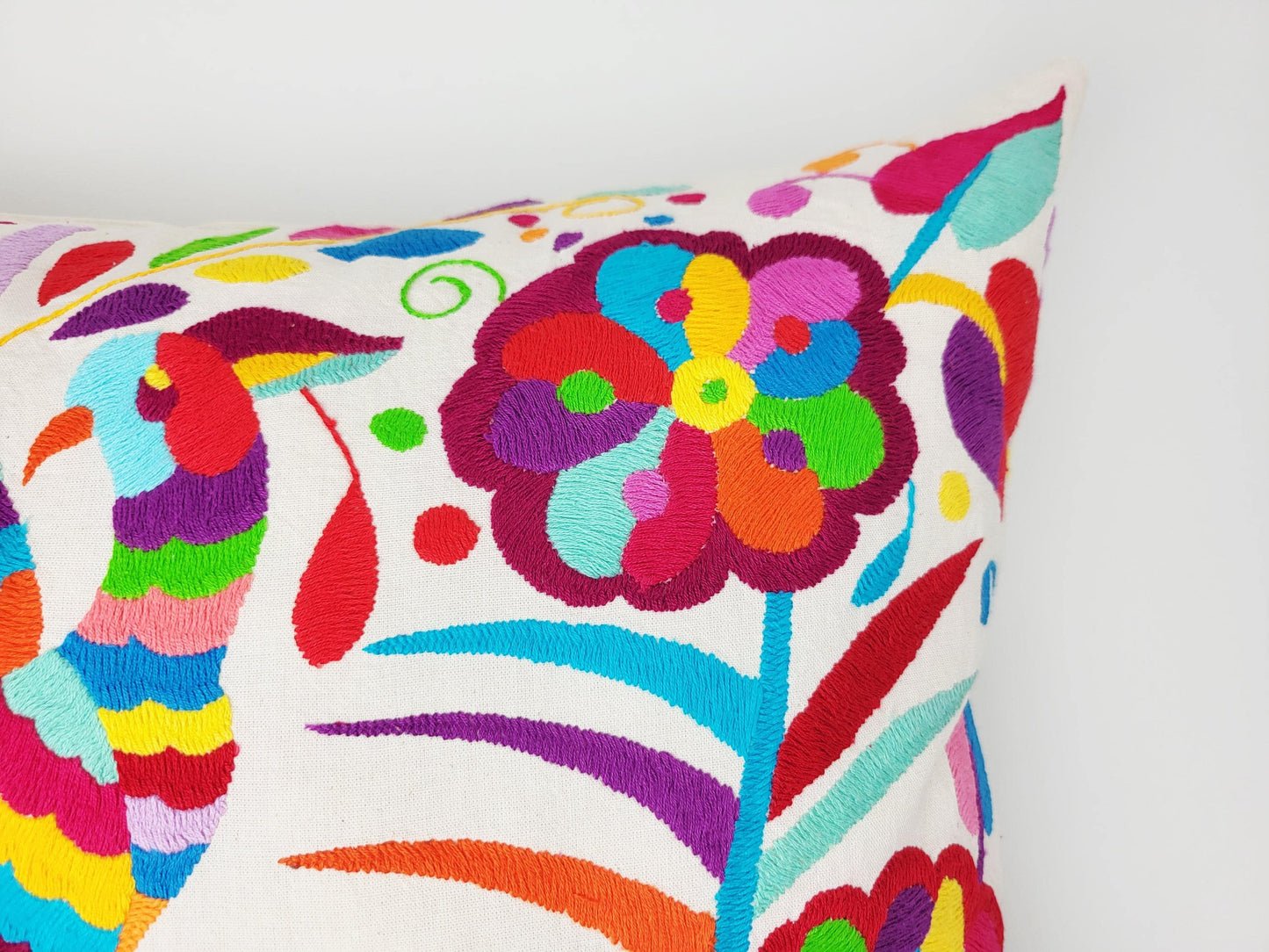 Mexikanischer handbestickter Kissenbezug, Otomi Kissenbezug, Mexiko Kissen, mexikanische Kissenhülle