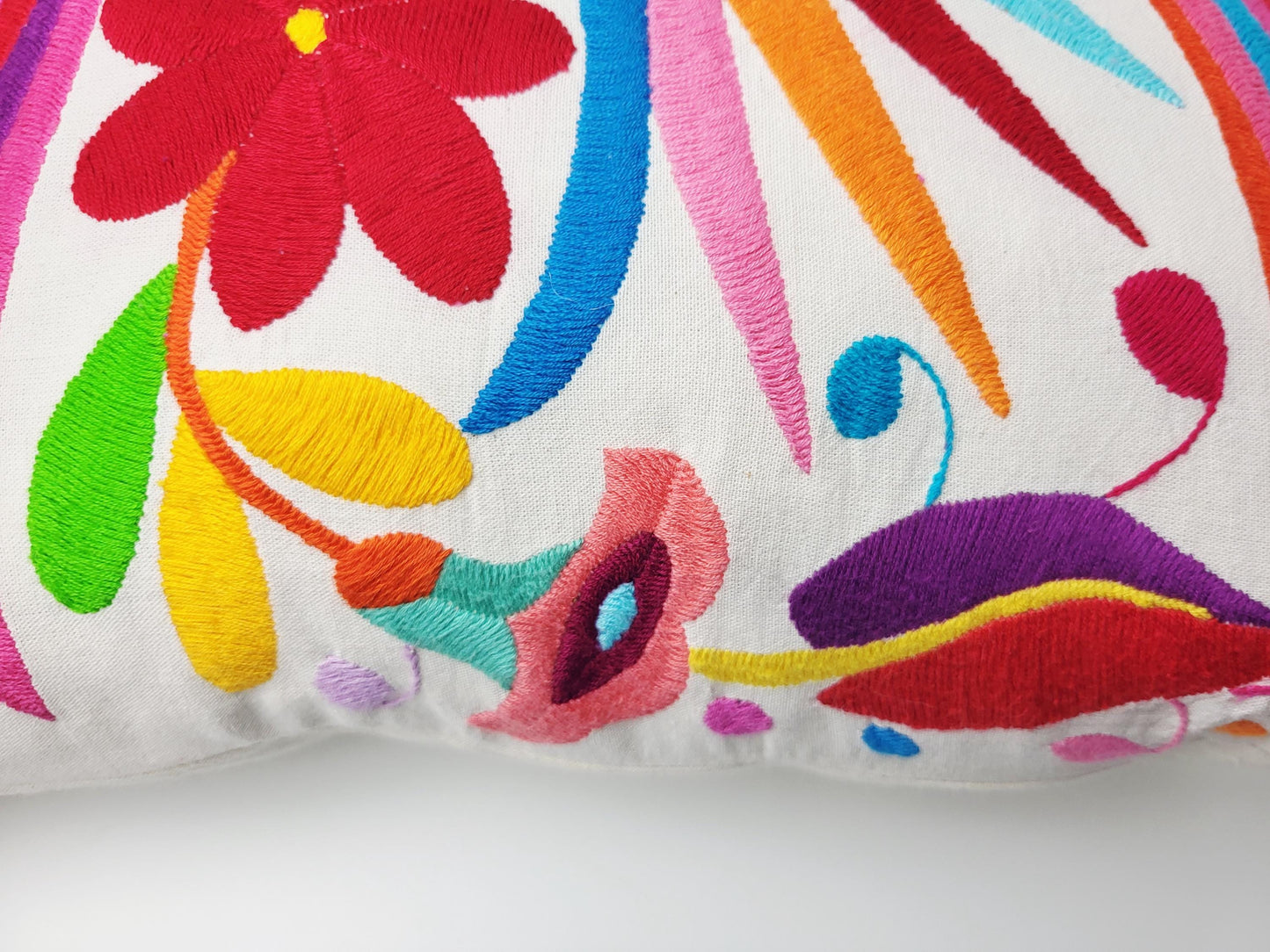 Otomi Kissenbezug 45x45 Handbestickt Baumwolle | Mexikanische Deko | Indigene Kunst Hidalgo | Fair Trade Boho Kissen | Fairmex