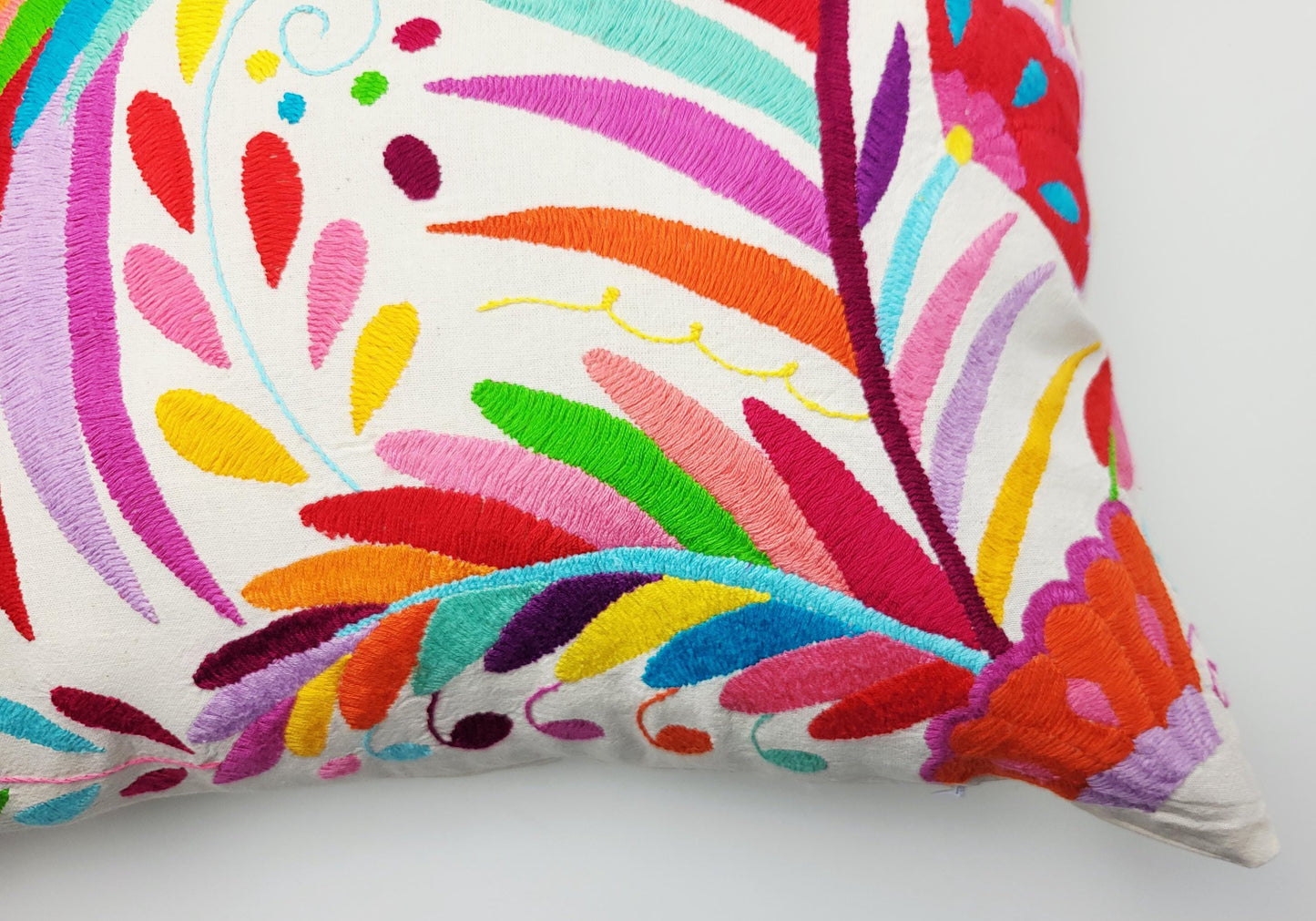 Otomi Kissenbezug 45x45 Handbestickt Baumwolle | Mexikanische Deko | Indigene Kunst Hidalgo | Fair Trade Boho Kissen | Fairmex