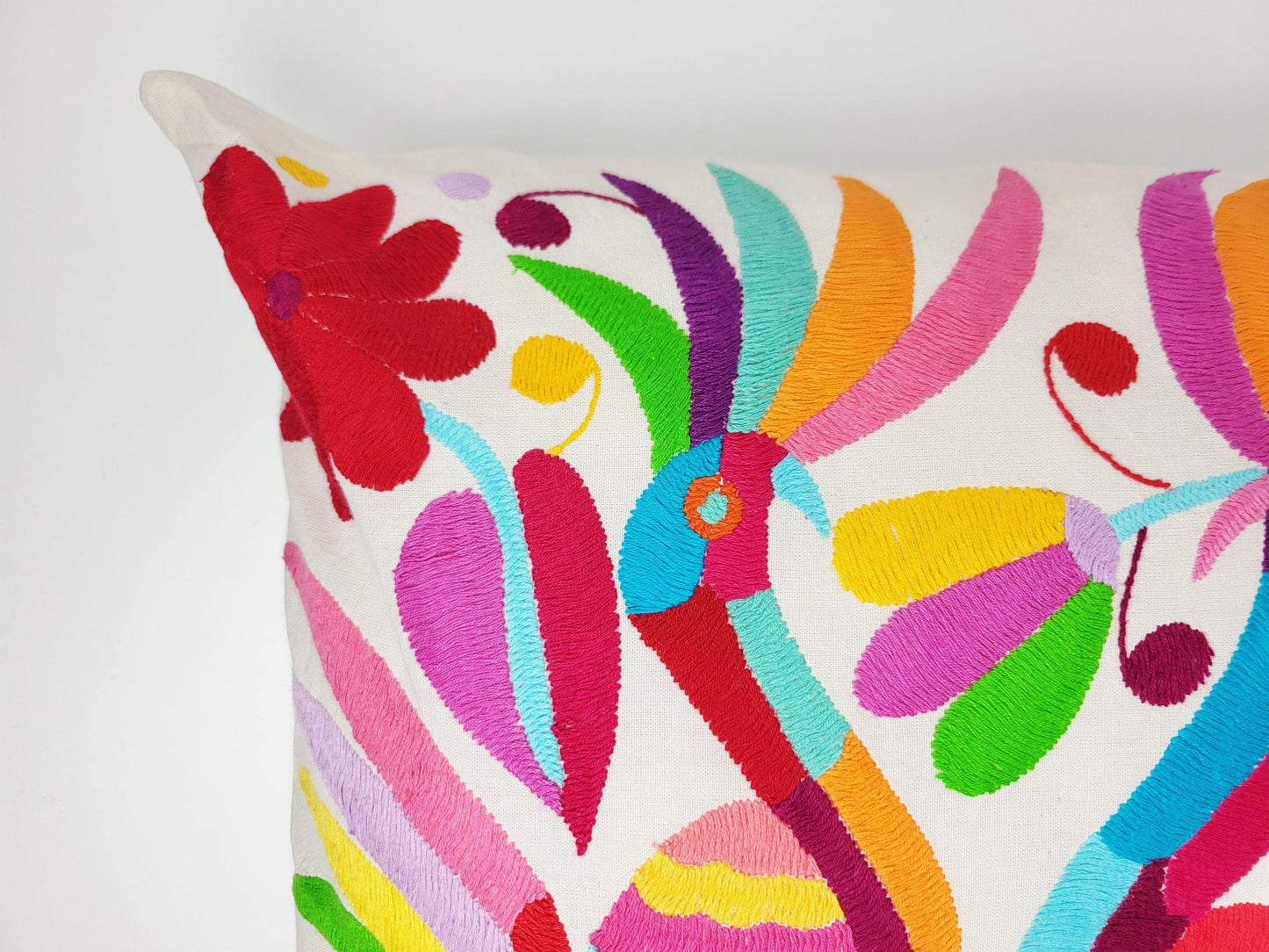 Otomi Kissenbezug 45x45 Handbestickt Baumwolle | Mexikanische Deko | Indigene Kunst Hidalgo | Fair Trade Boho Kissen | Fairmex