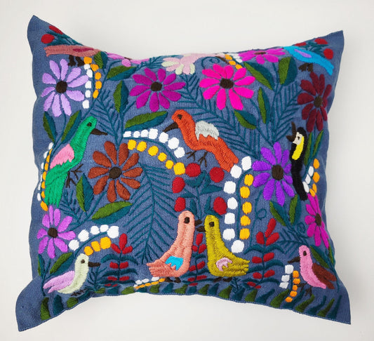 Handbestickter Kissenbezug Mexiko | Bunte Tiermuster | Fairtrade Dekokissen Chiapas | Unikat Maya Textilkunst | Boho Ethno Deko