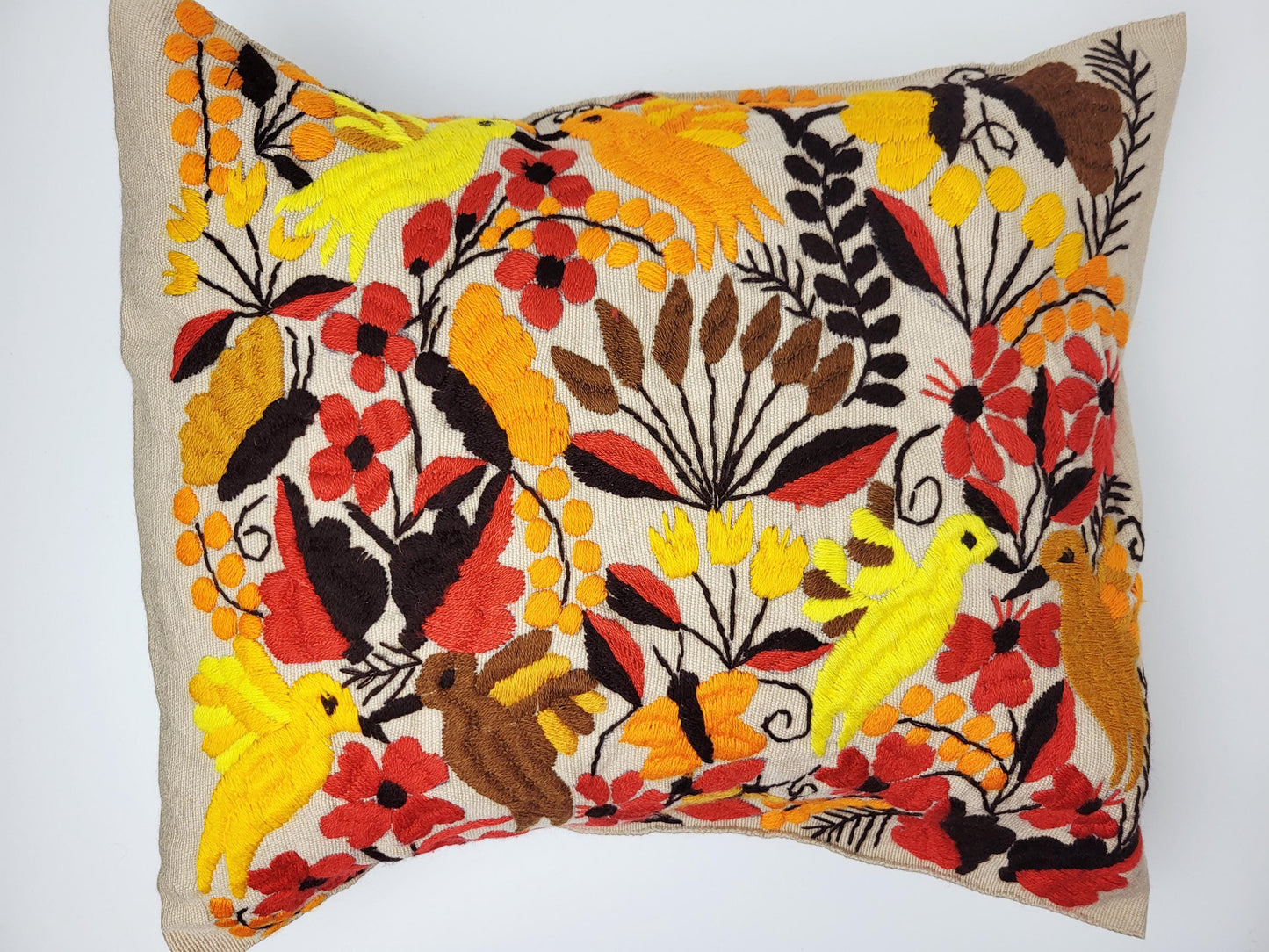 Mexikanischer handbestickter Kissenbezug mit Tiermuster