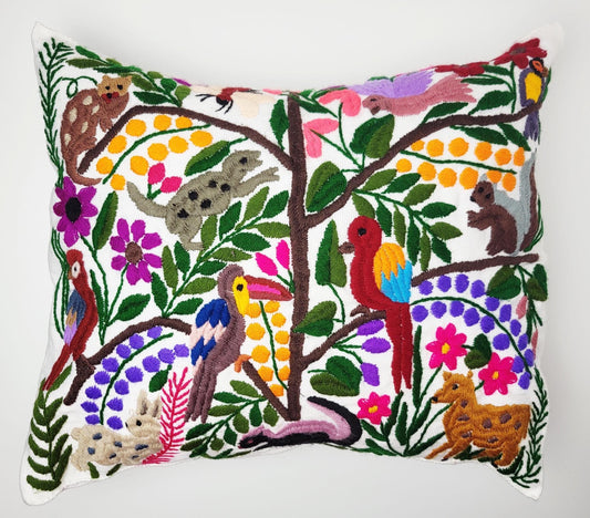 Mexikanischer handbestickter Kissenbezug mit Tiermuster