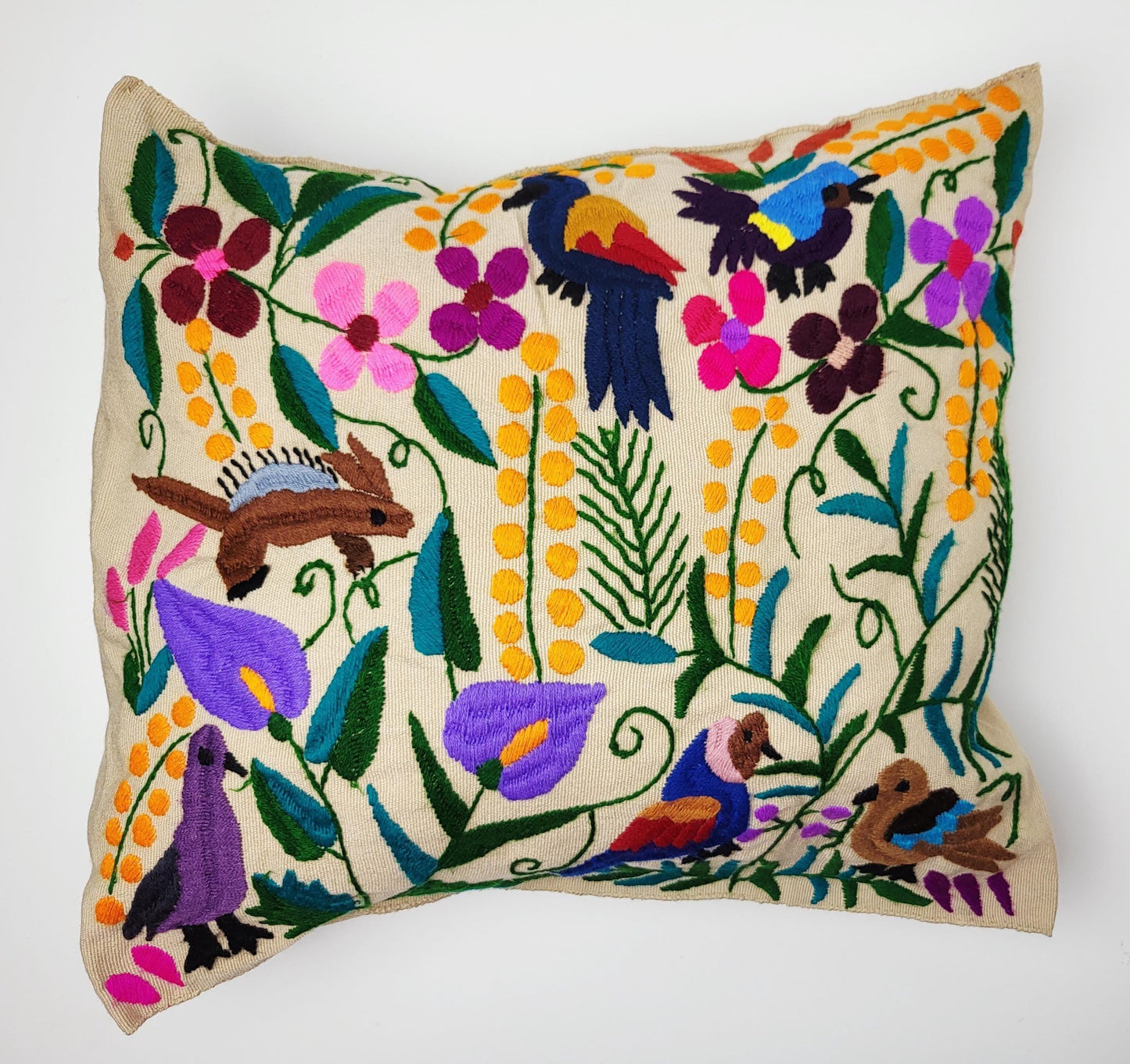 Mexikanischer handbestickter Kissenbezug mit Tiermuster
