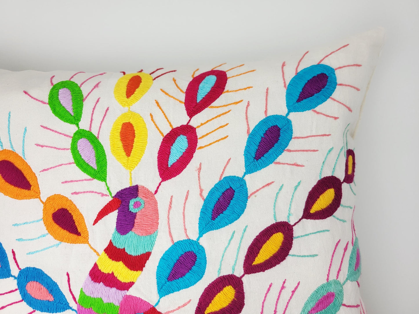 Mexikanischer handbestickter Kissenbezug, Otomi Kissenbezug, Mexiko Kissen, mexikanische Kissenhülle