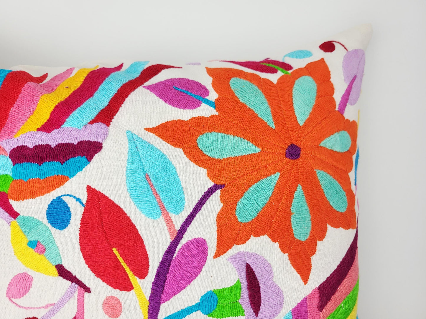 Mexikanischer handbestickter Kissenbezug, Otomi Kissenbezug, Mexiko Kissen, mexikanische Kissenhülle