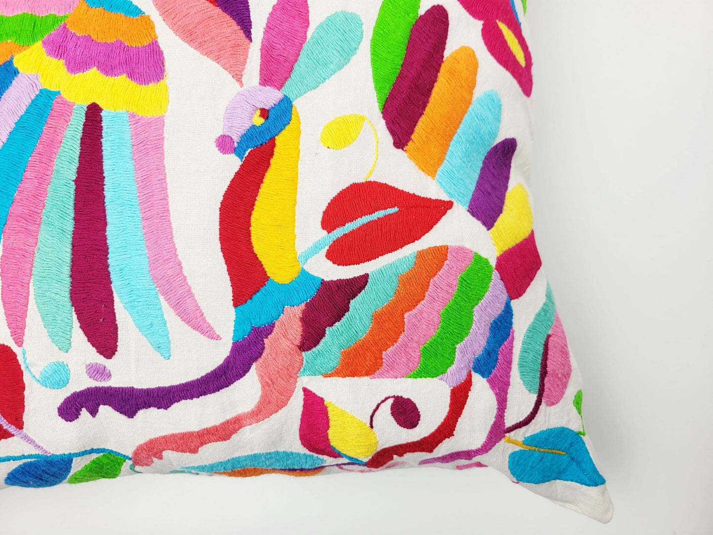 Mexikanischer handbestickter Kissenbezug, Otomi Kissenbezug, Mexiko Kissen, mexikanische Kissenhülle