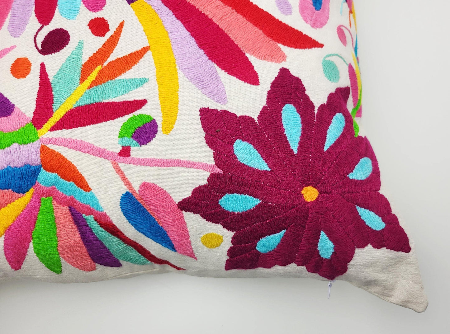 Mexikanischer handbestickter Kissenbezug, Otomi Kissenbezug, Mexiko Kissen, mexikanische Kissenhülle