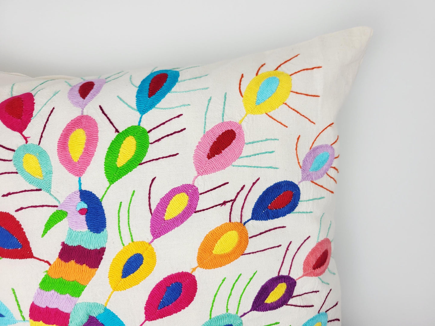 Mexikanischer handbestickter Kissenbezug, Otomi Kissenbezug, Mexiko Kissen, mexikanische Kissenhülle