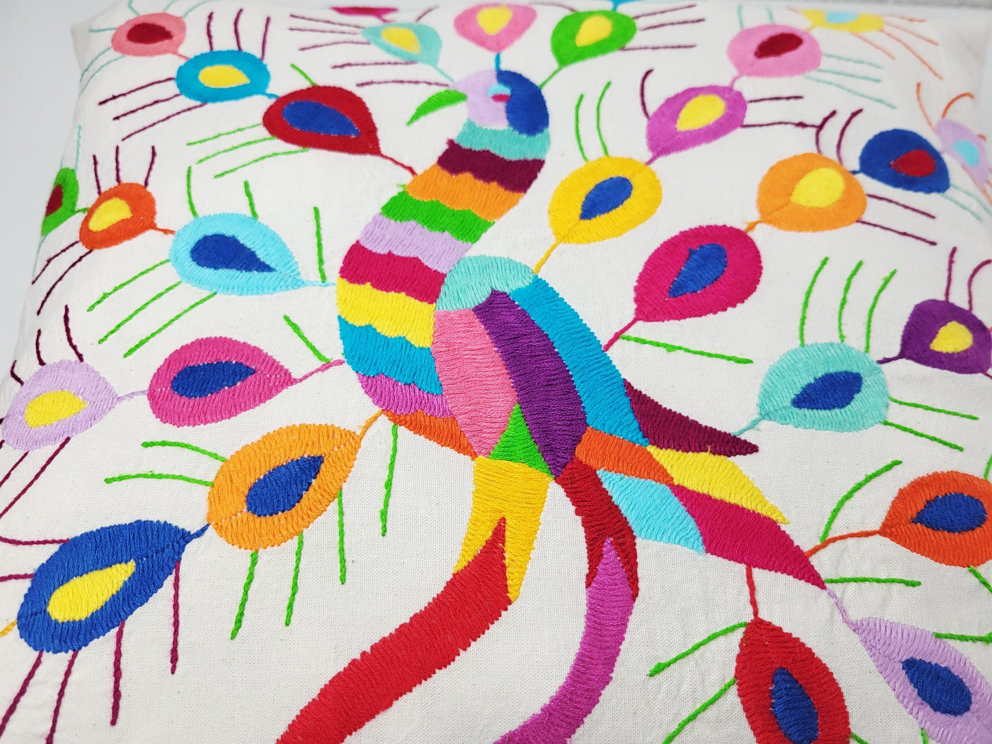 Mexikanischer handbestickter Kissenbezug, Otomi Kissenbezug, Mexiko Kissen, mexikanische Kissenhülle