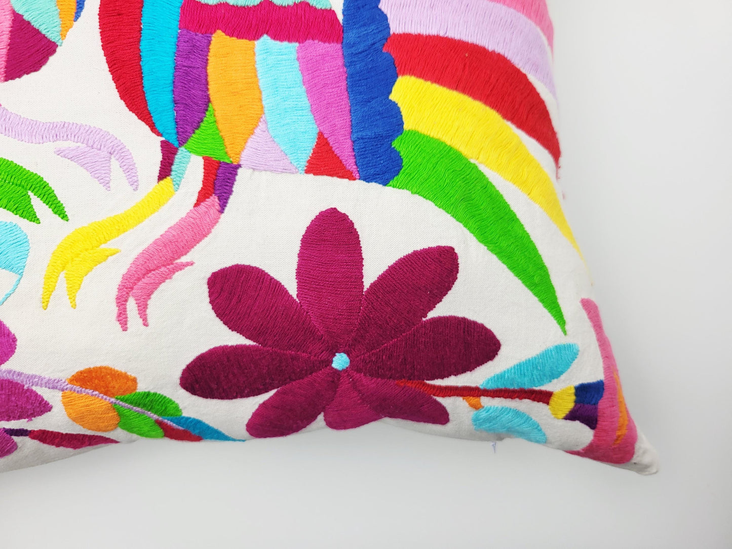 Mexikanischer handbestickter Kissenbezug, Otomi Kissenbezug, Mexiko Kissen, mexikanische Kissenhülle