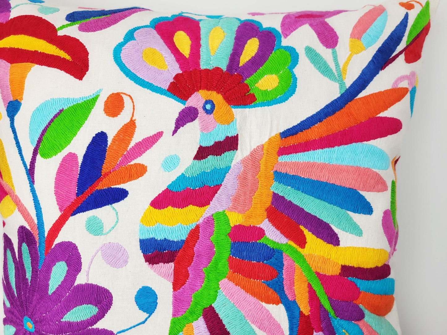 Original Otomi Kissenbezug, handbestickt in Mexiko, mexikanische Kissenhülle