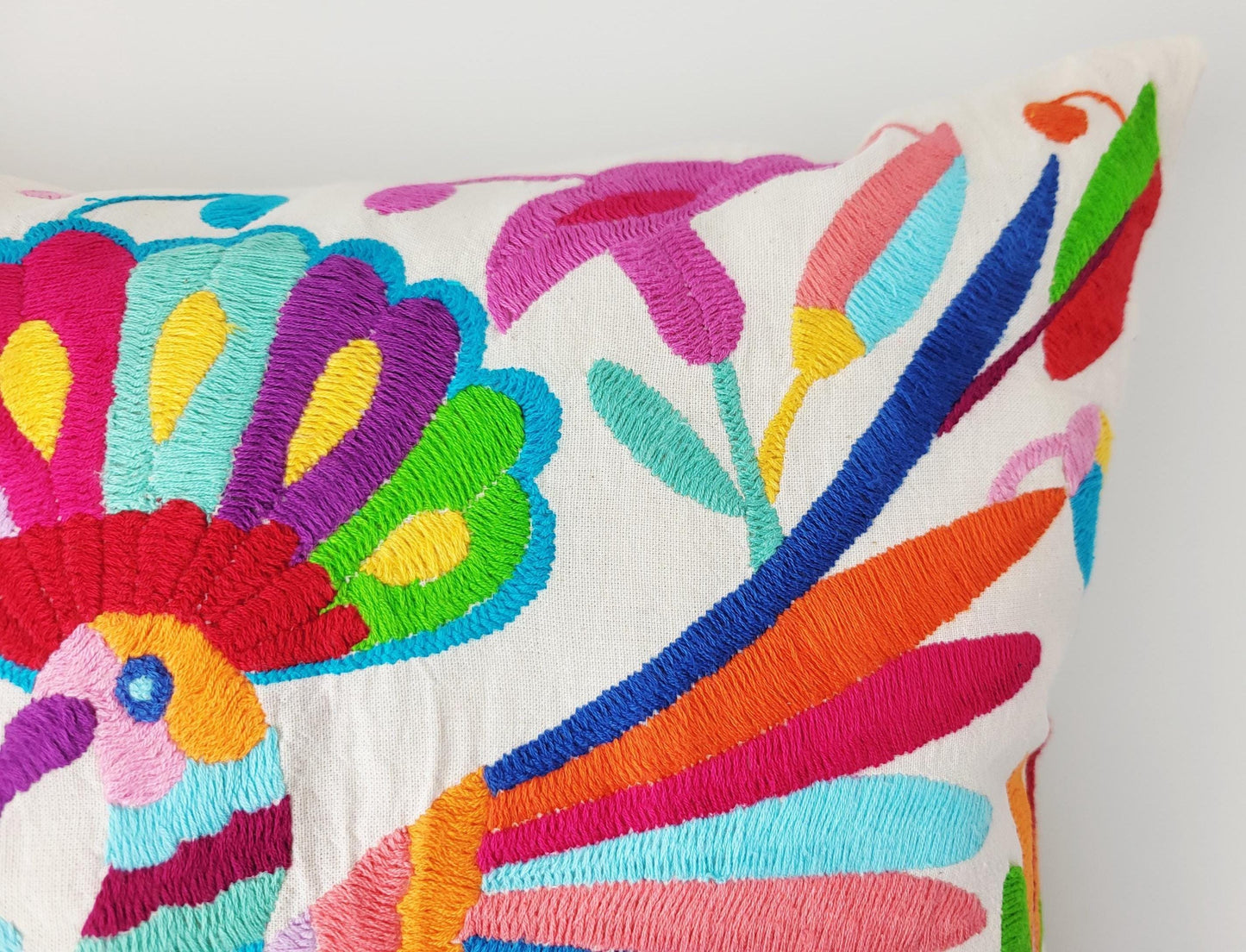 Original Otomi Kissenbezug, handbestickt in Mexiko, mexikanische Kissenhülle